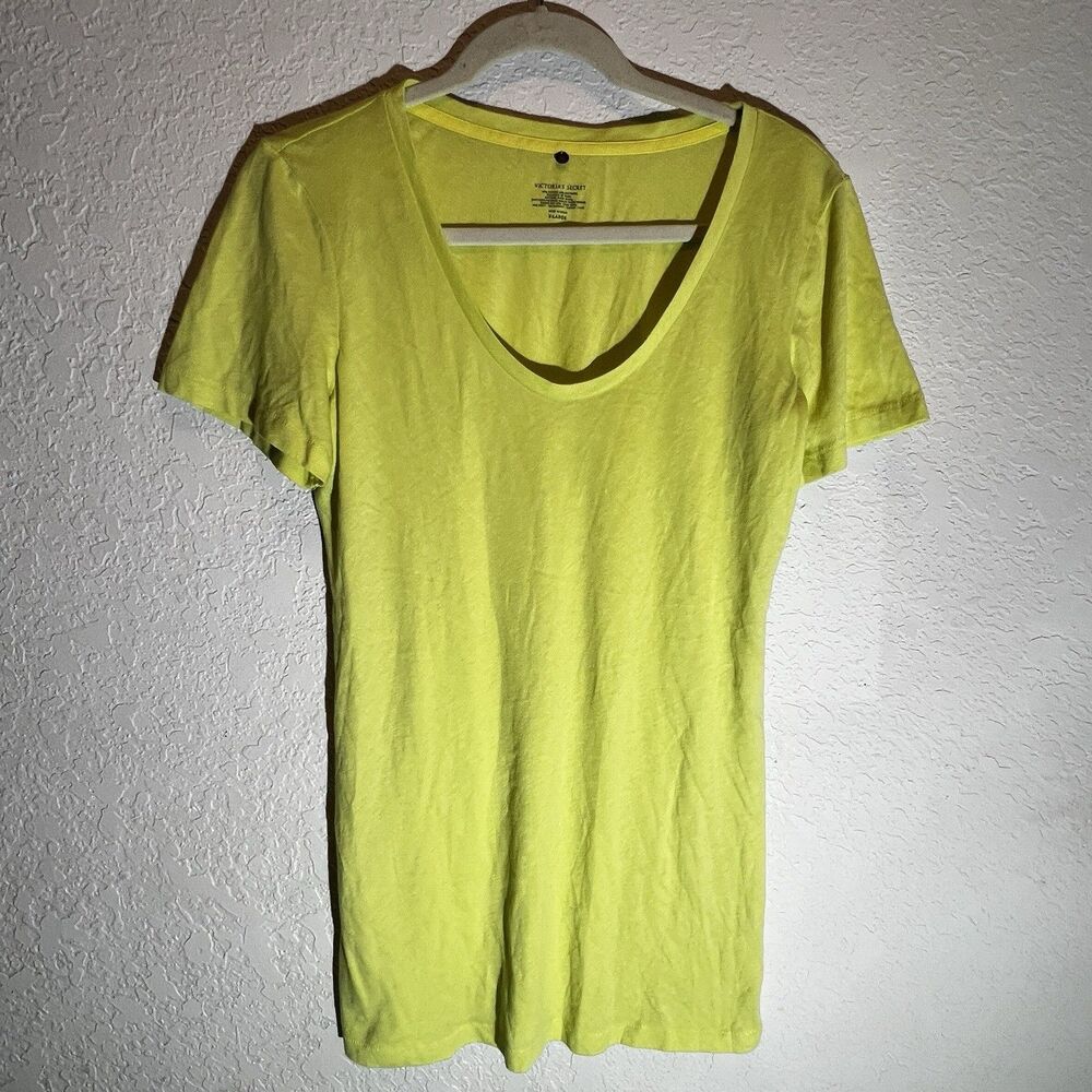 Victoria’s Secret Neon Electric Lime Scoop Neck Tee XL Y2K Indie Sleaze Top